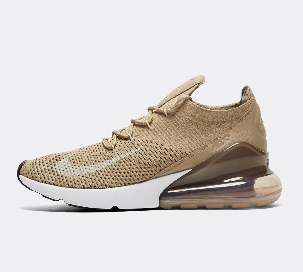 Nike Air Max 270 Flyknit Trainer - Khaki / Light Bone / Sepia Stone