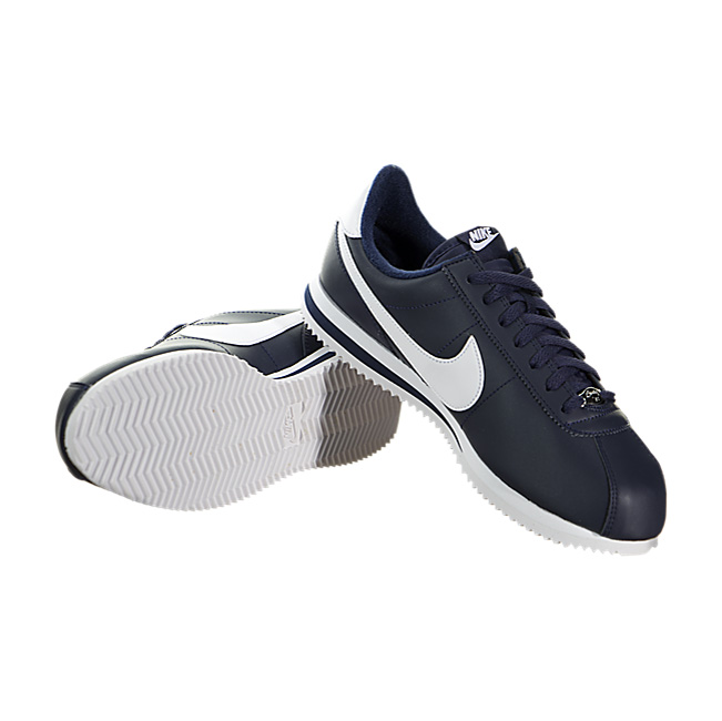 Nike Cortez Basic Leather - Obsidian / Metallic Silver-White