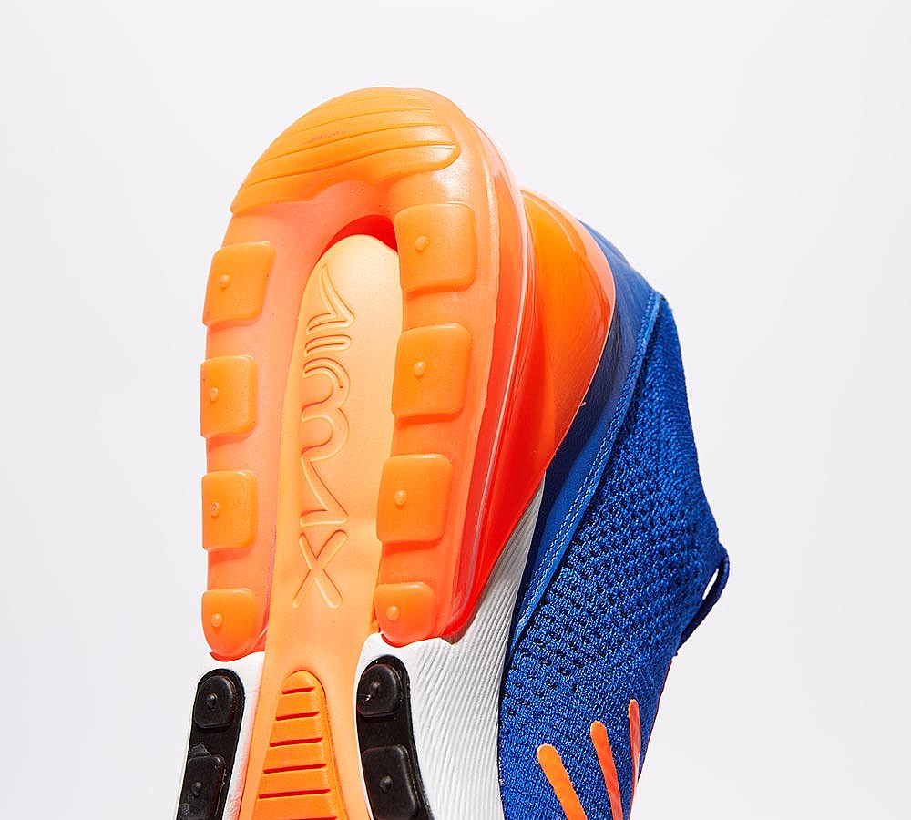 Nike Air Max 270 Flyknit Trainer - White / Racer Blue