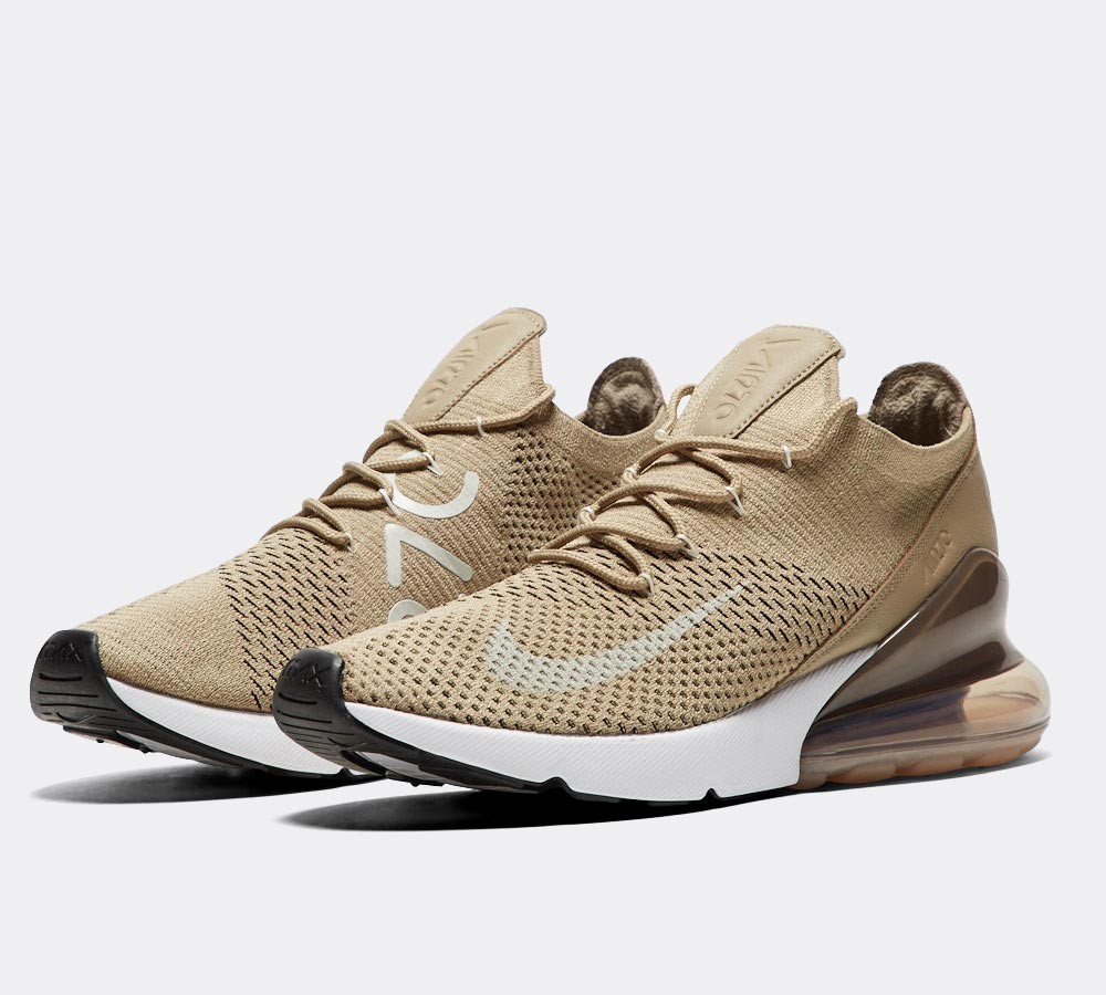 Nike Air Max 270 Flyknit Trainer - Khaki / Light Bone / Sepia Stone