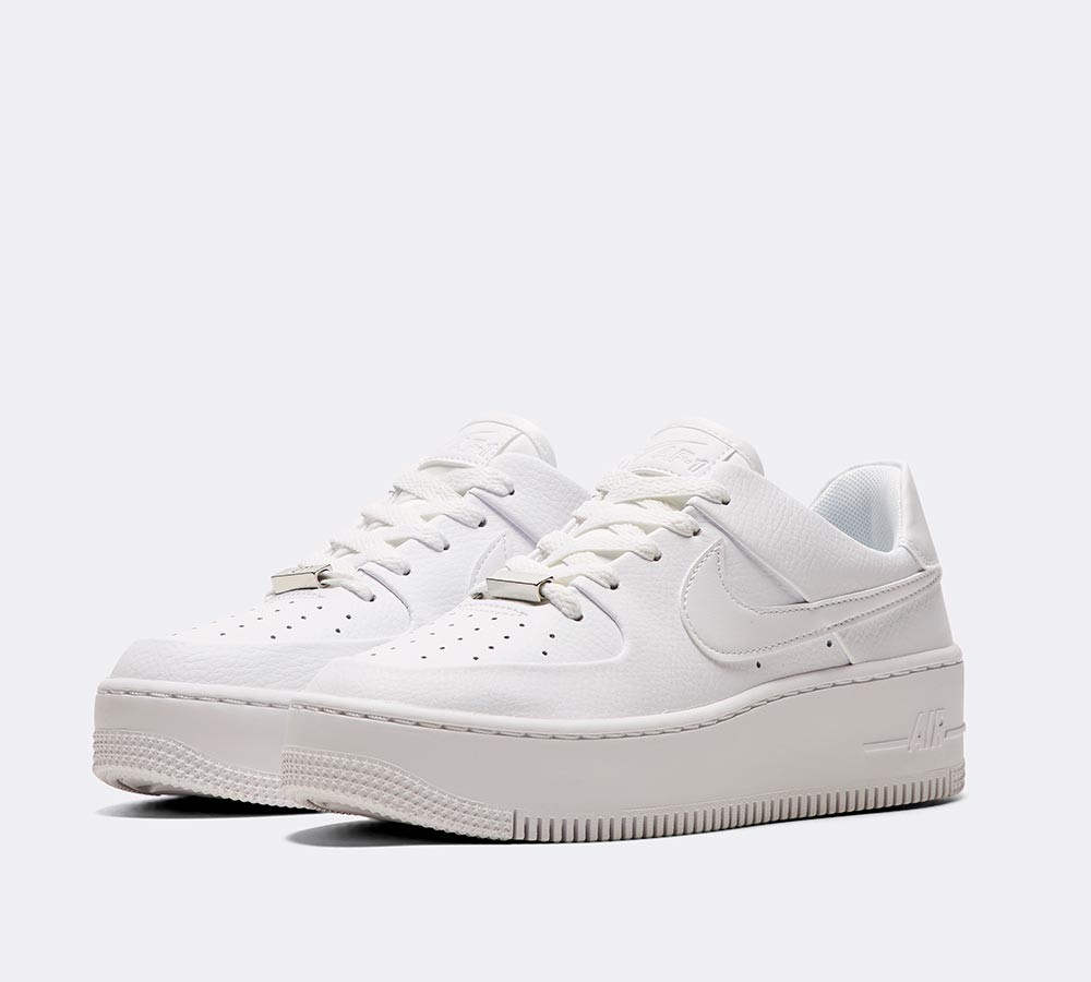 Nike Womens Air Force 1 Sage Low Trainer - White / White / White