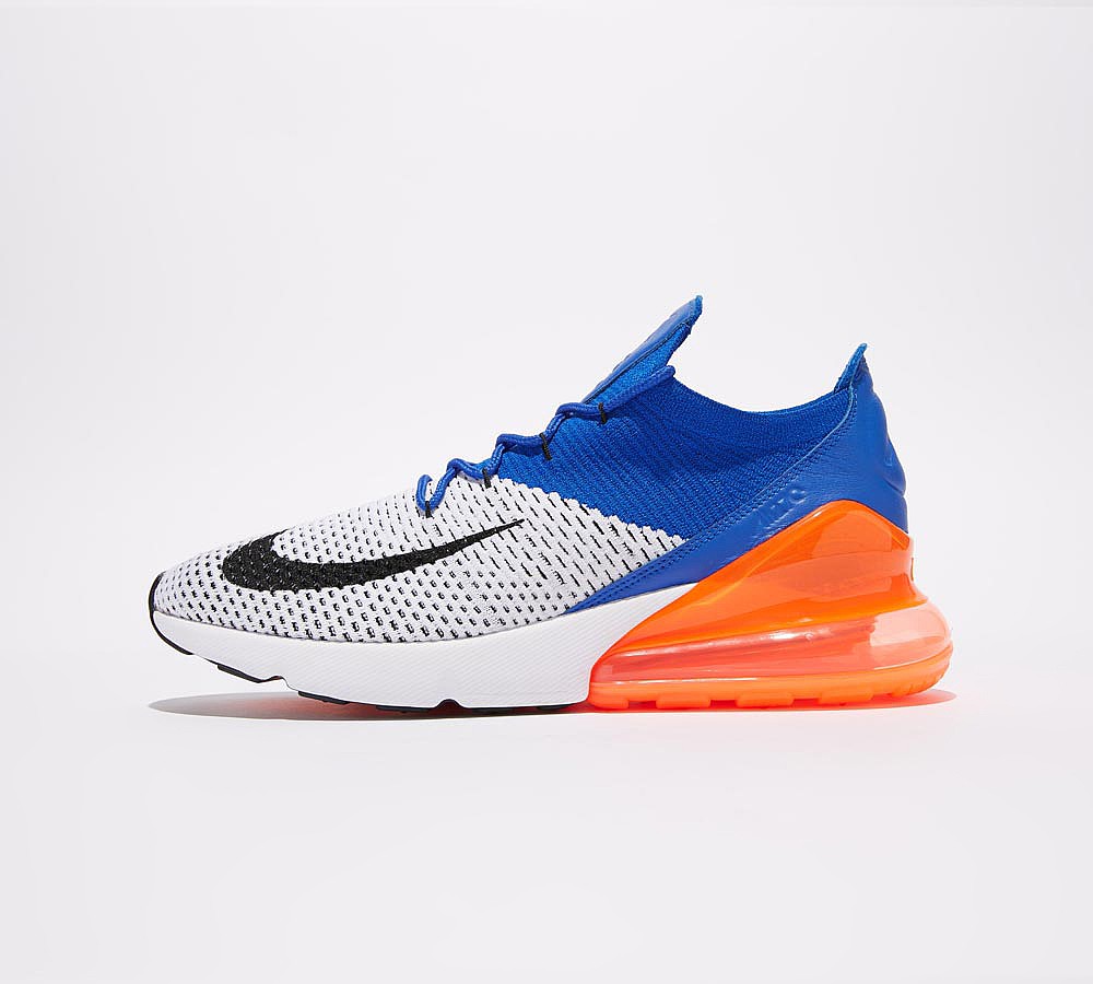 Nike Air Max 270 Flyknit Trainer - White / Racer Blue