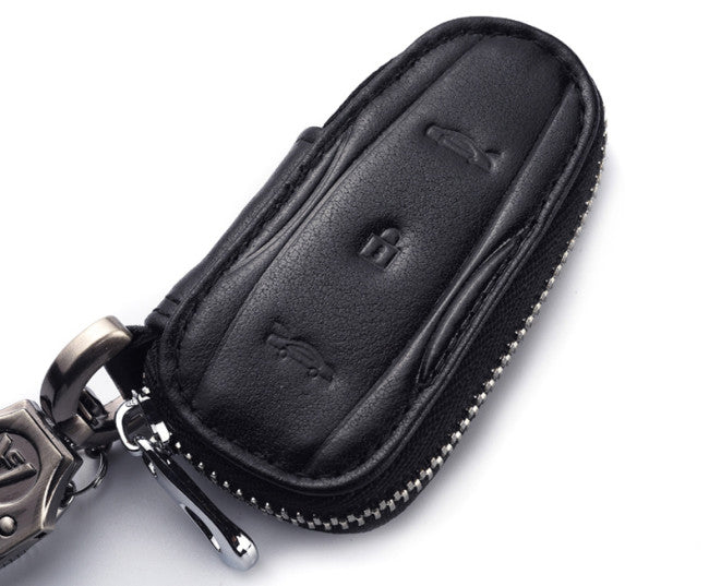 Tesla Leather Car Key Holder Ring