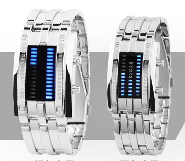 Waterproof Black Steel Transformer Style LED Watch