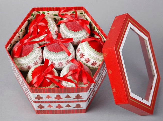 14 Elegant Christmas Tree Bulbs - White Red