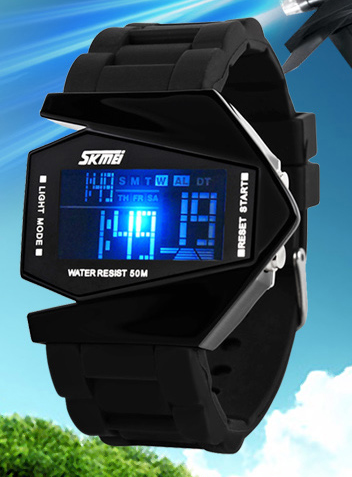 Stylish Waterproof LED Sports Stealth Aircraft Watch Silicone Strap