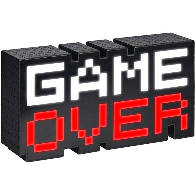 Paladone 8-Bit Pixel Game Over Light - Color Changing Sound Reactive Collectible Decor Lamp