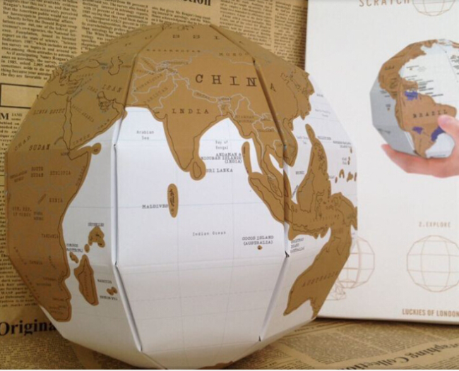 GeekFun 3D Scratch Globe World Map