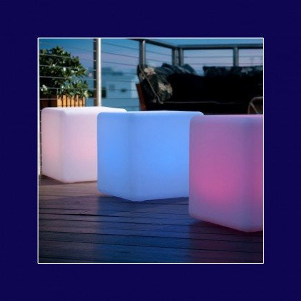 20cm 8” Outdoor LED Cordless Cube Chair Color Changing Light