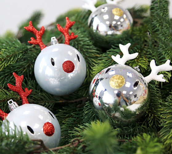 Reindeer Shape Christmas Tree Bulbs 4 Pcs