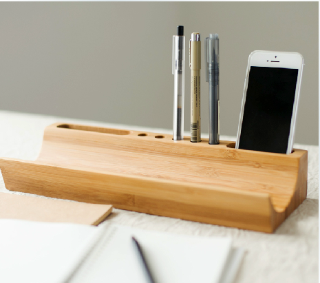 Stylish Bamboo Wooden Desk Organizer