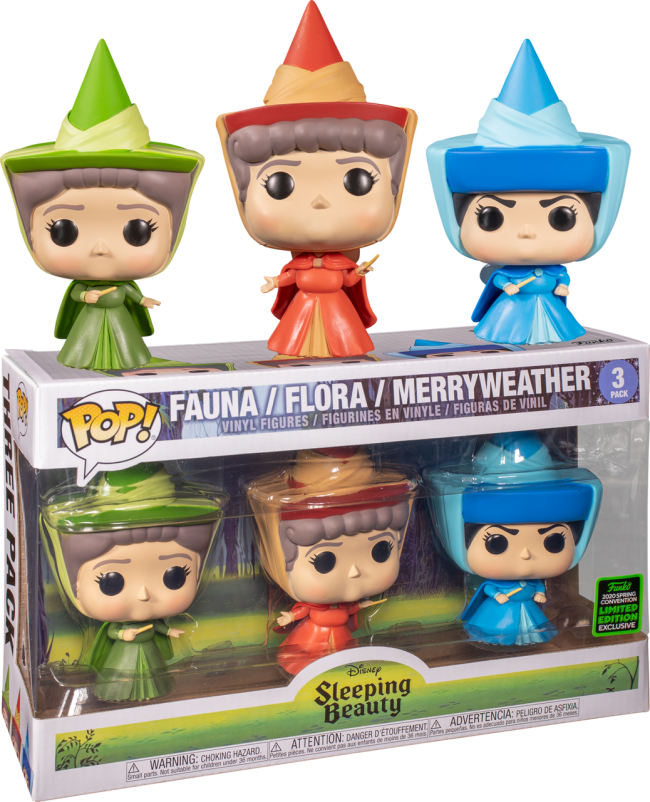 Funko Pop Sleeping Beauty - Flora, Fauna Merryweather Fairy Godmother Vinyl Figure 3 Pack