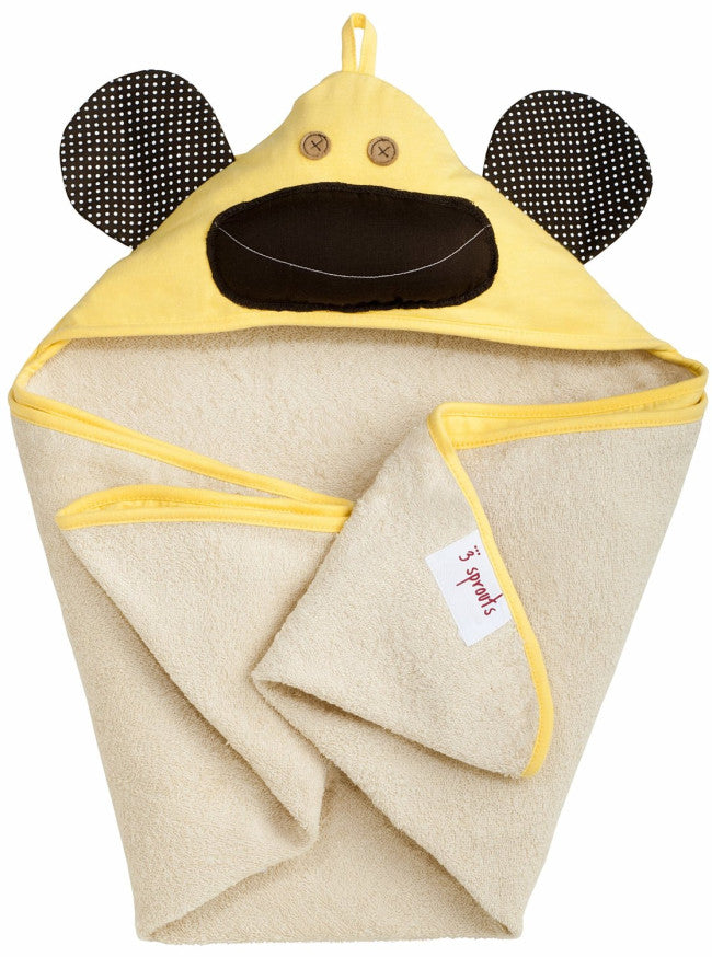 3 Sprouts Hooded Towel Monkey Yellow