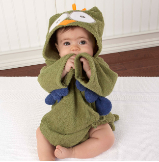 Baby Aspen My Little Night Owl Hooded Terry Spa Robe Green