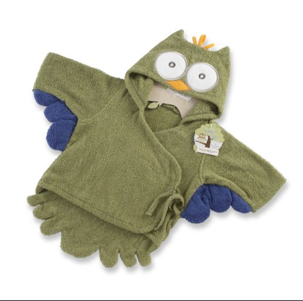 Baby Aspen My Little Night Owl Hooded Terry Spa Robe Green