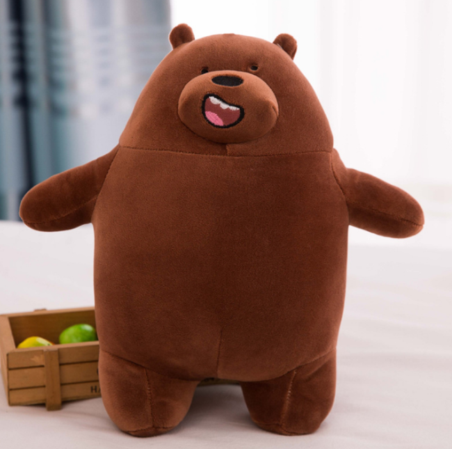 We Bare Bears Standing Grizz Stuffed Animal Plush 12"