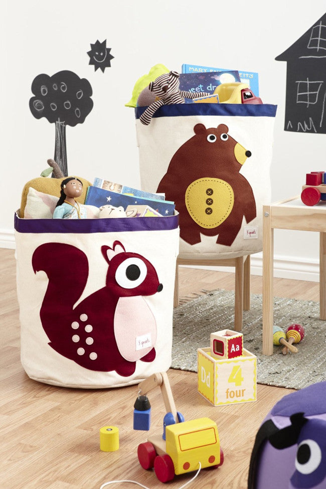 3 Sprouts Canvas Storage Bin Squirrel