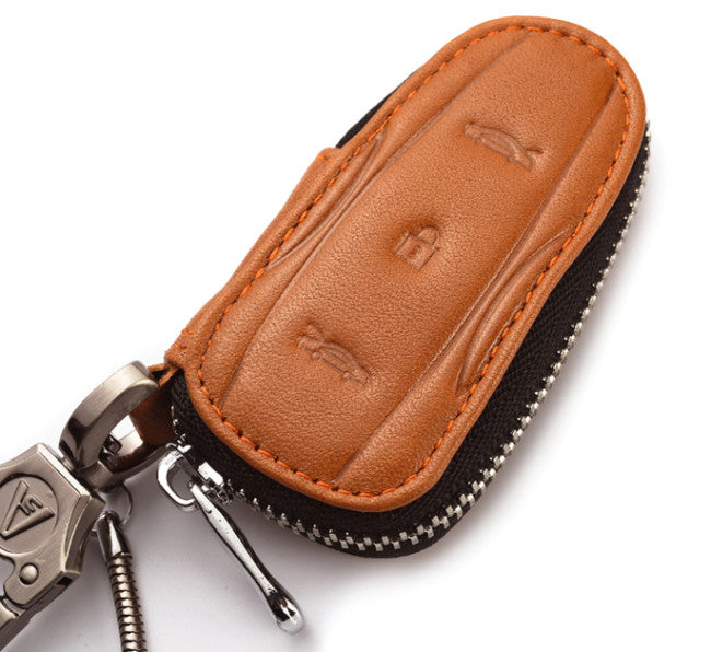 Tesla Leather Car Key Holder Ring