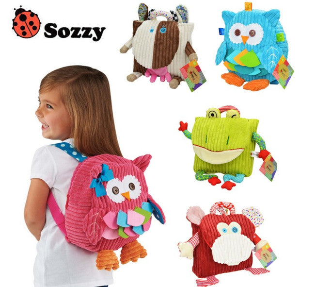 Sozzy Kids Children Toddler Corduroy Animal School Backpack - Monkey