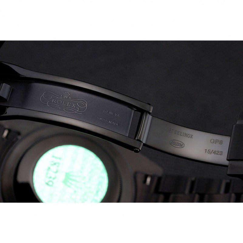 Swiss rol€x GMT Master II Black Dial Blue And Black Bezel Black PVD Case And Bracelet PR18239