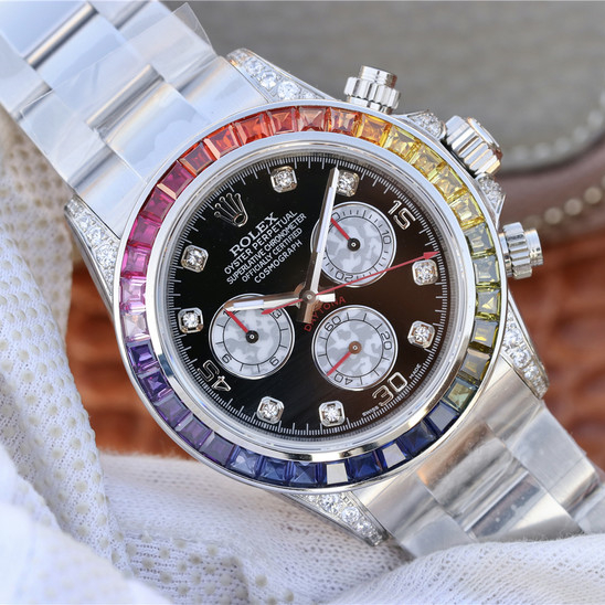 Daytona Rainbow Diamond Silver Stainless Steel 40mm