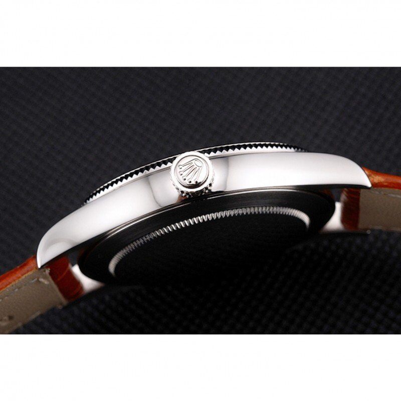 rol€x Datejust Blue Dial Stainless Steel Case Light Brown Leather Strap