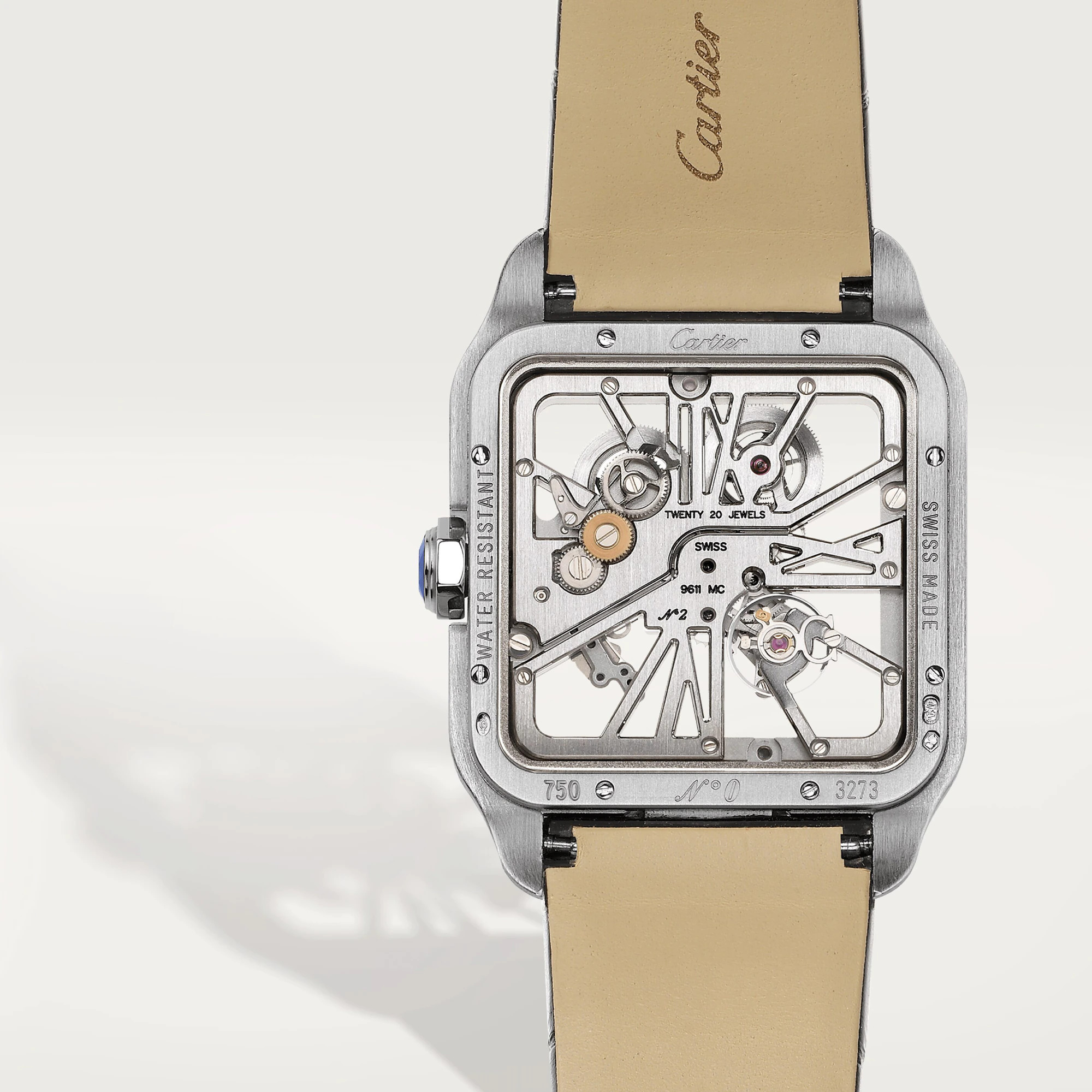 C@RTIER Santos Skeleton 18K White Gold Men��s Watch, W2020033