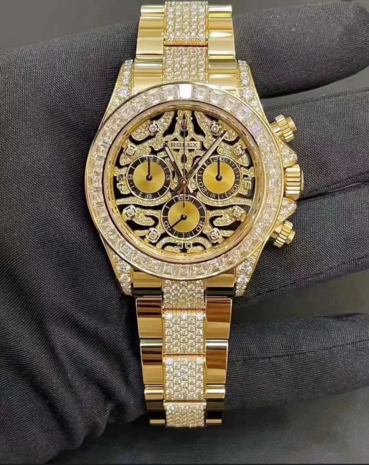 BRAND NEW rol€x 116598TBR DAYTONA EYE OF THE TIGER YELLOW GOLD DIAMONDS COMPLETE SET (4.9)