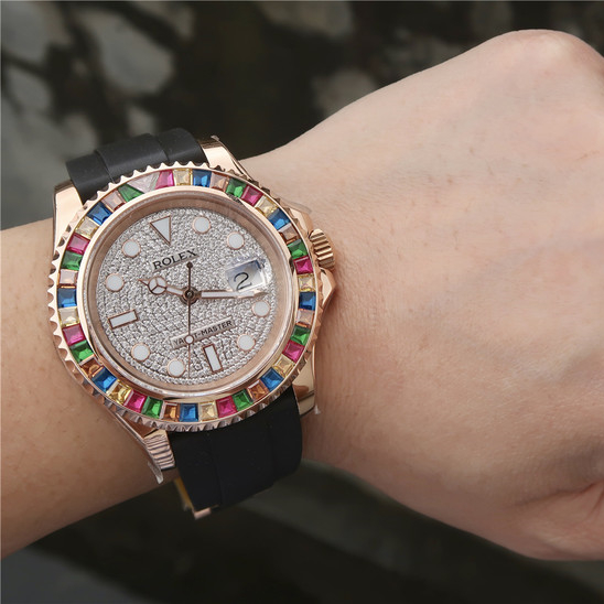 Yacht-Master 1 Golden Diamond Bezel & Dial Rubber Strap 40mm