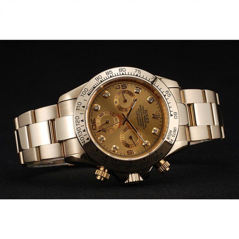rol€x Cosmograph Daytona Brown Dial Diamond Numerals Gold Case And Bracelet 1454245