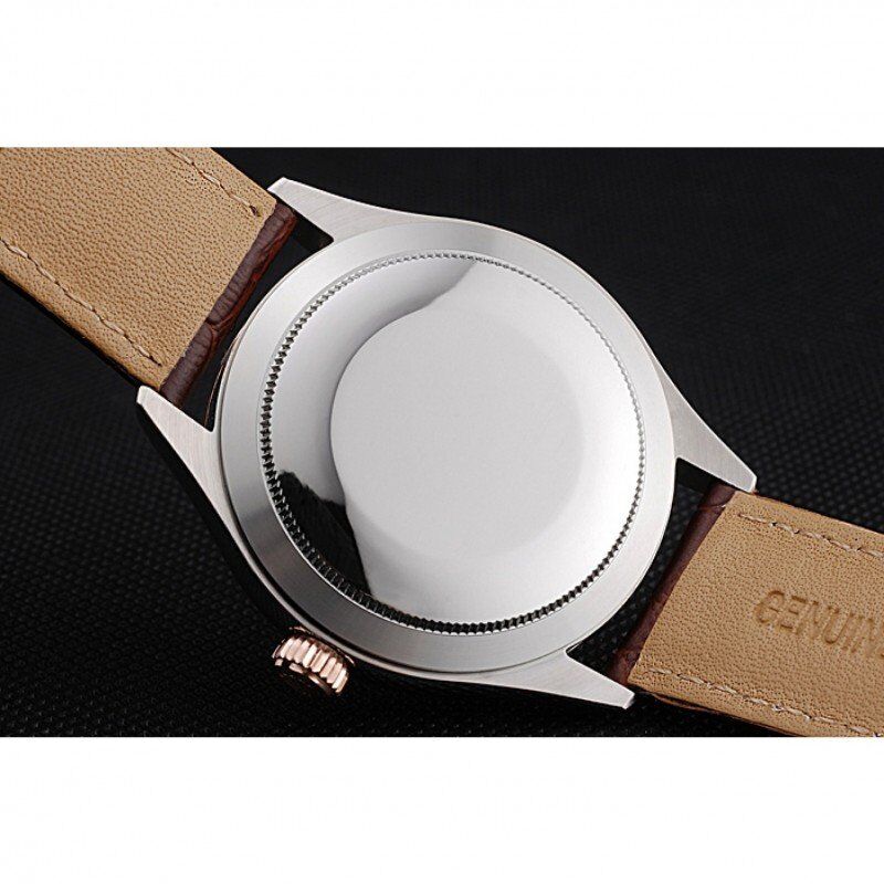 rol€x Cellini Gold Dial And Bezel Stainless Steel Case Brown Leather Strap 622840