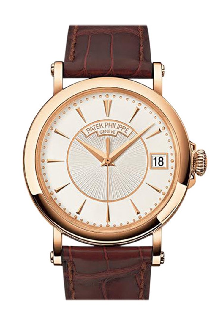 PAT€K PHIL!PPE Calatrava Silvery Opaline Dial 18K Rose Gold Men's Watch 5153R-001