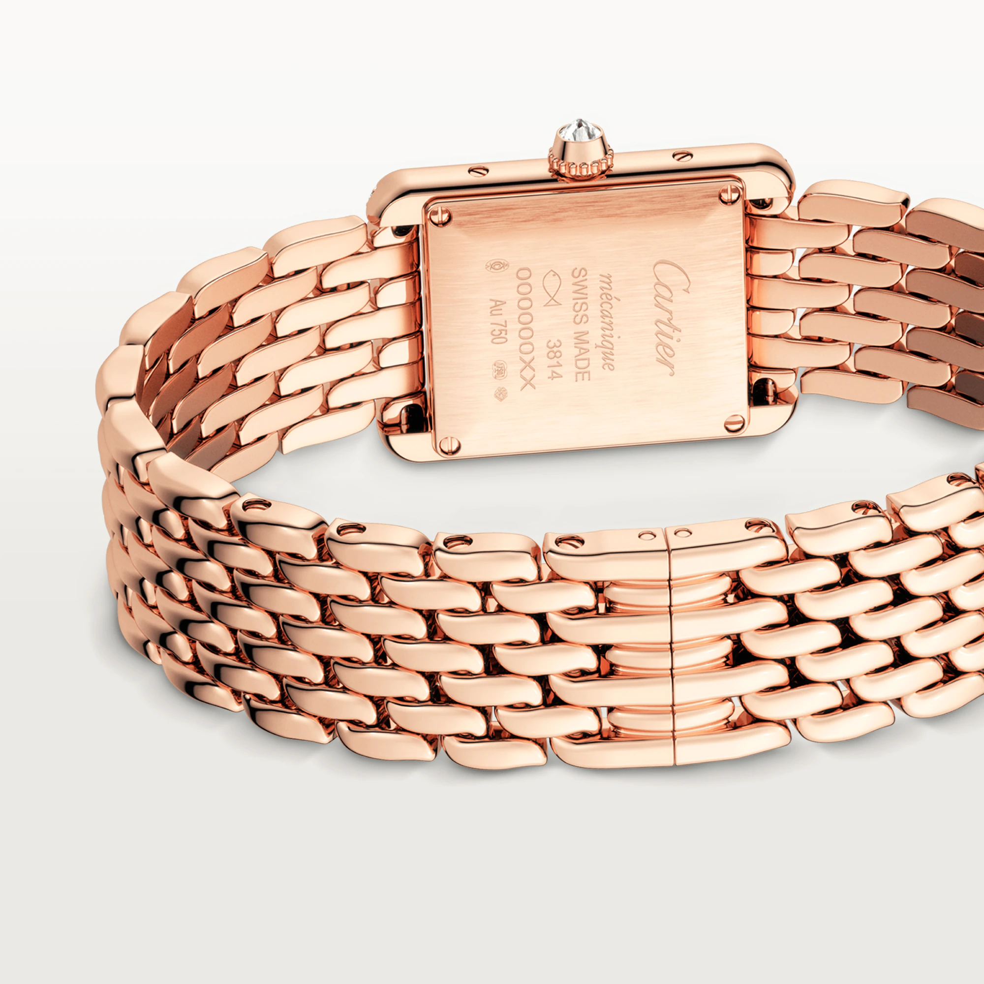 C@RTIER Tank Louis 18K Rose Gold & Diamonds Ladies Watch, WJTA0020