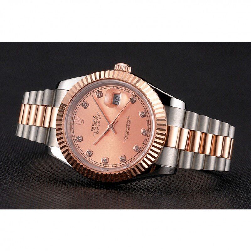 rol€x Datejust Rose Gold Dial And Bezel Stainless Steel Case Two Tone Bracelet