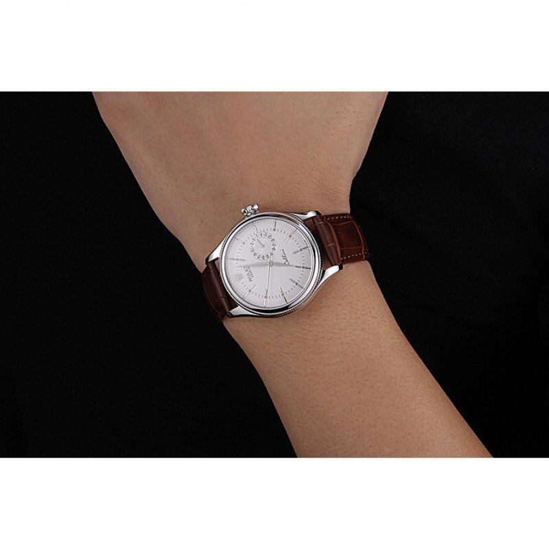 rol€x Cellini White Dial Stainless Steel Case Brown Leather Bracelet 622723