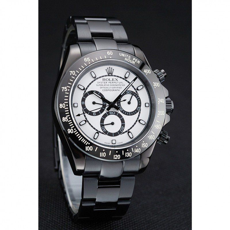 rol€x Cosmograph Daytona White And Black Dial Black Stainless Steel Case And Bracelet 1454249
