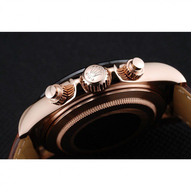rol€x Cosmograph Daytona Brown Dial Rose Gold Case Brown Leather Bracelet 1454243