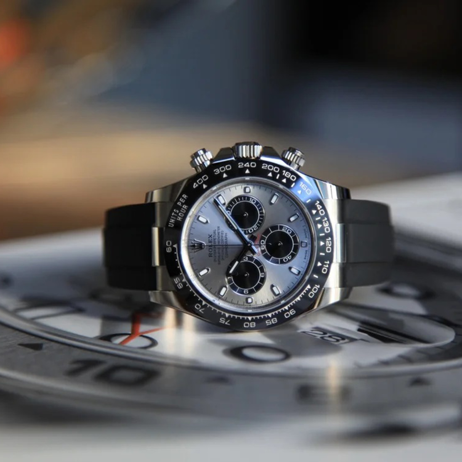 rol€x Daytona White Gold Steel Dial Oysterflex Strap 116519ln-0027