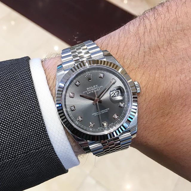 rol€x DateJust 41 Rhodium Diamond Dial 126334 Steel & 18k White Gold