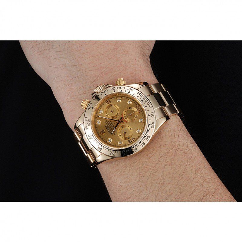rol€x Cosmograph Daytona Brown Dial Diamond Numerals Gold Case And Bracelet 1454245