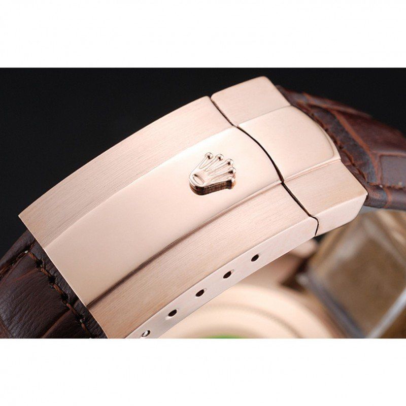 rol€x Cosmograph Daytona Brown Dial Rose Gold Case Brown Leather Bracelet 1454243