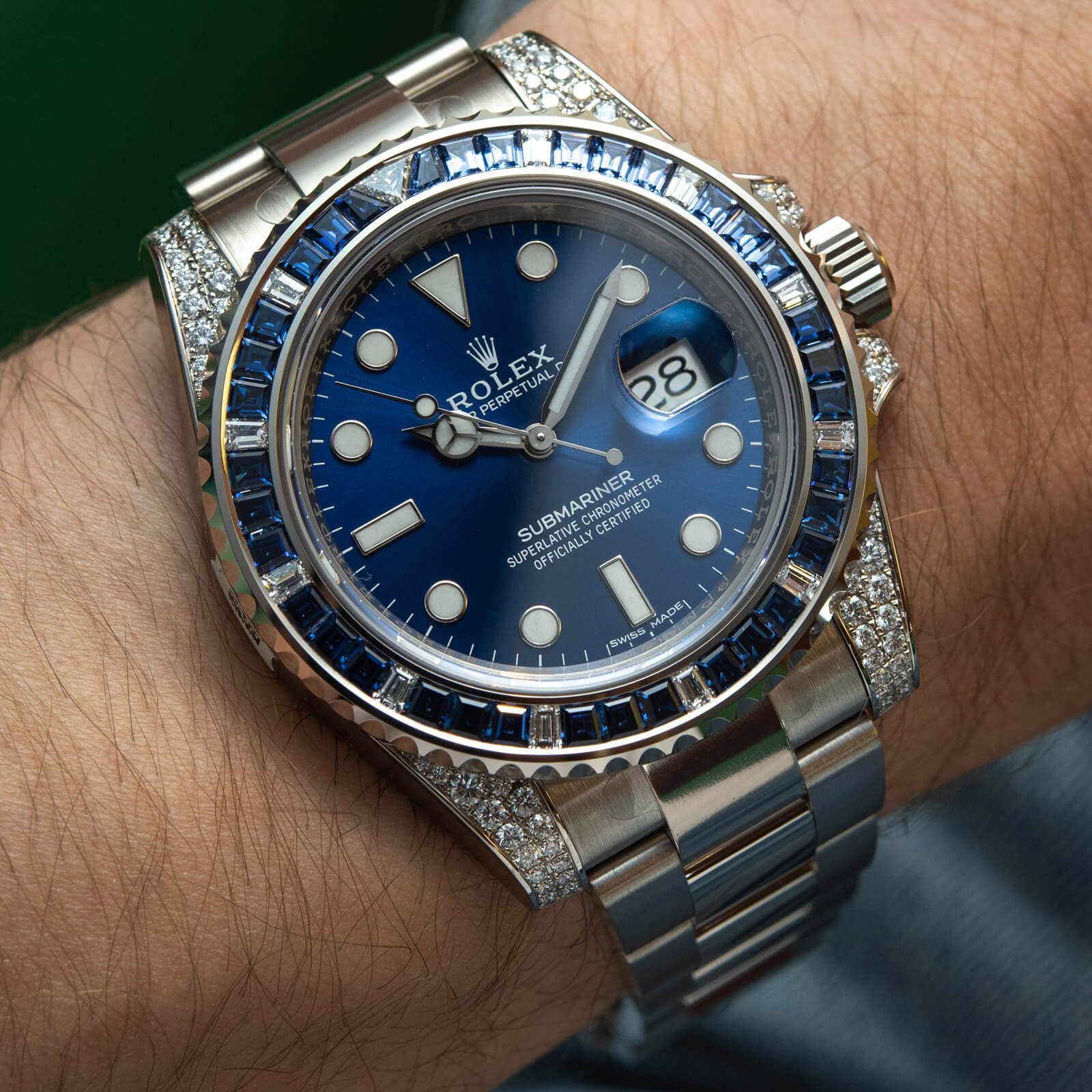 rol€x Submariner Date 116659 SABR 18K White Gold Diamonds Sapphires UNWORN
