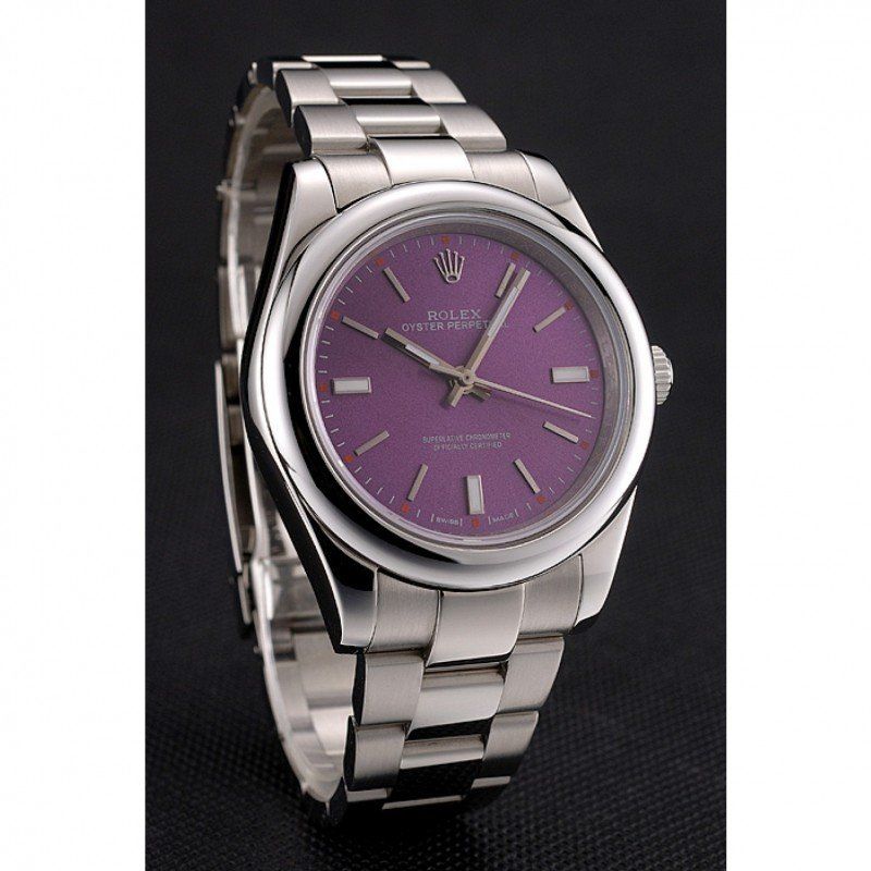 rol€x Oyster Perpetual Red Grape Dial Stainless Steel Case And Bracelet