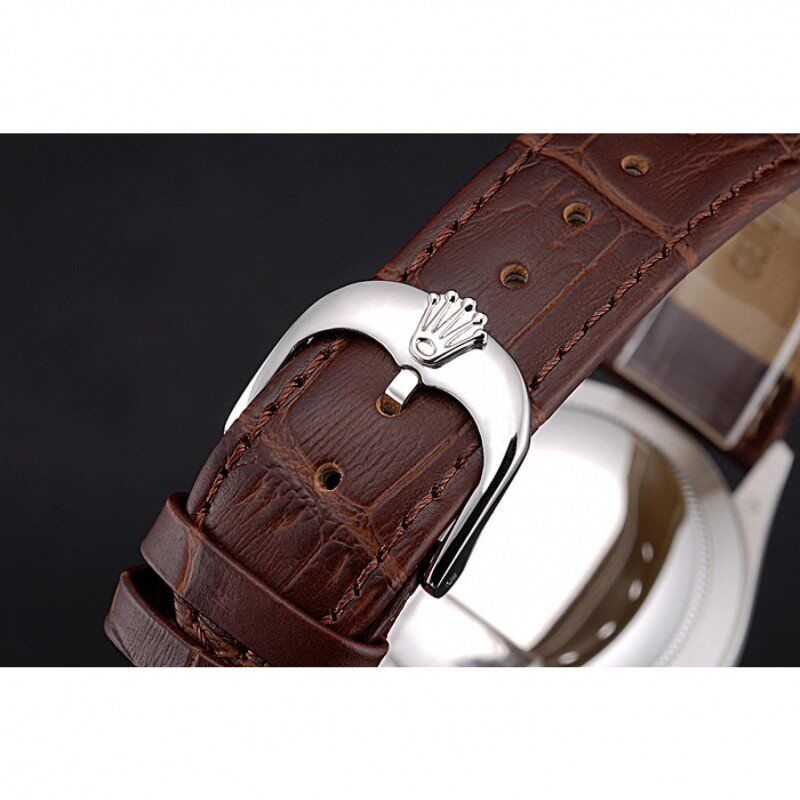 rol€x Cellini White Dial Stainless Steel Case Brown Leather Bracelet 622723
