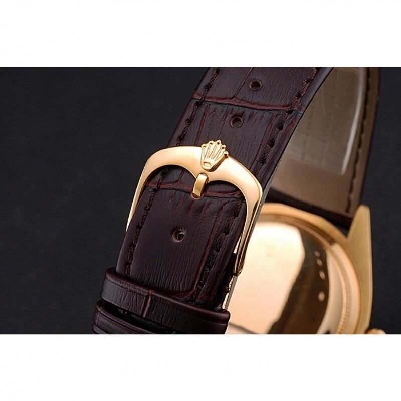 rol€x Cellini White Dial Gold Case Brown Leather Strap 622833
