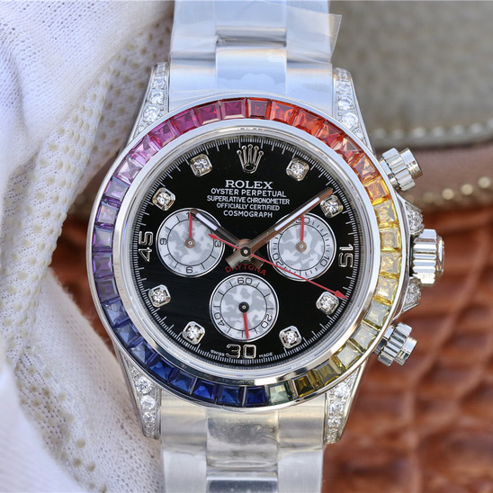 Daytona Rainbow Diamond Silver Stainless Steel 40mm