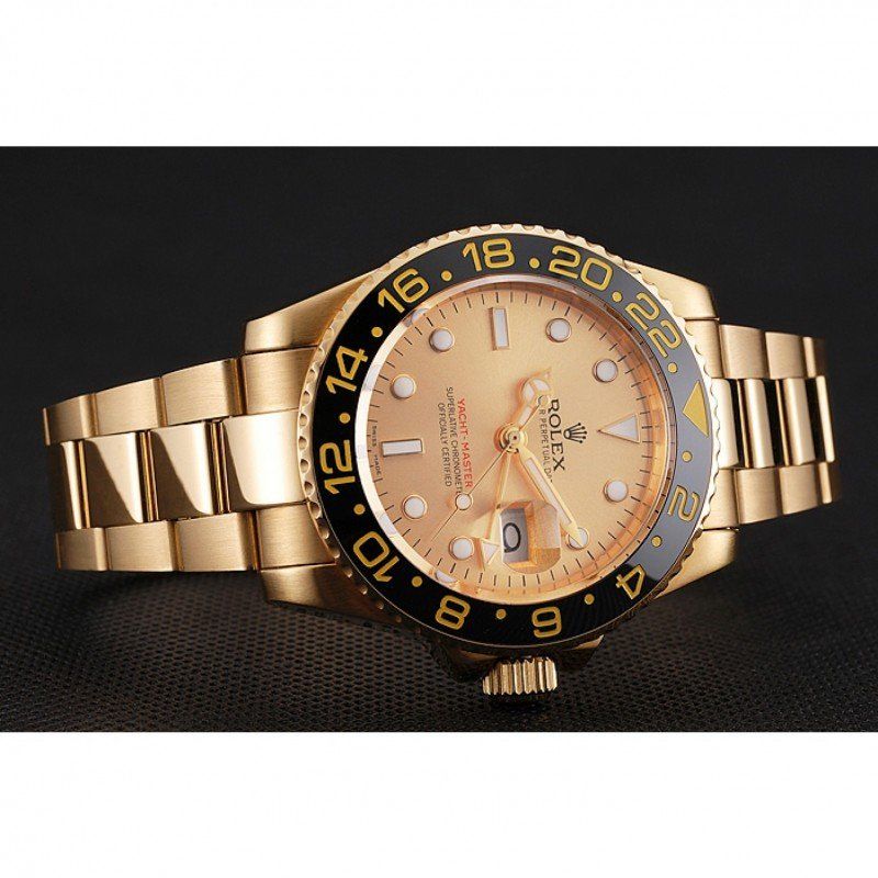 Swiss rol€x GMT Master II Gold Dial Black Bezel Gold Case And Bracelet 1453749