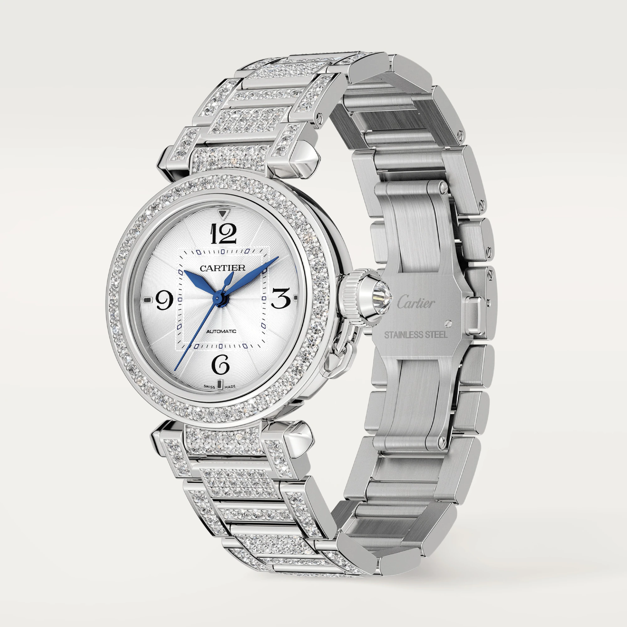 C@RTIER Pasha de C@RTIER 35mm 18K White Gold & Diamonds Lady��s Watch, WJPA0014