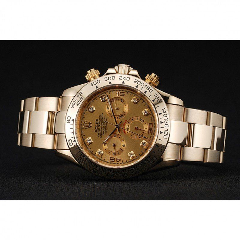 rol€x Cosmograph Daytona Brown Dial Diamond Numerals Gold Case And Bracelet 1454245