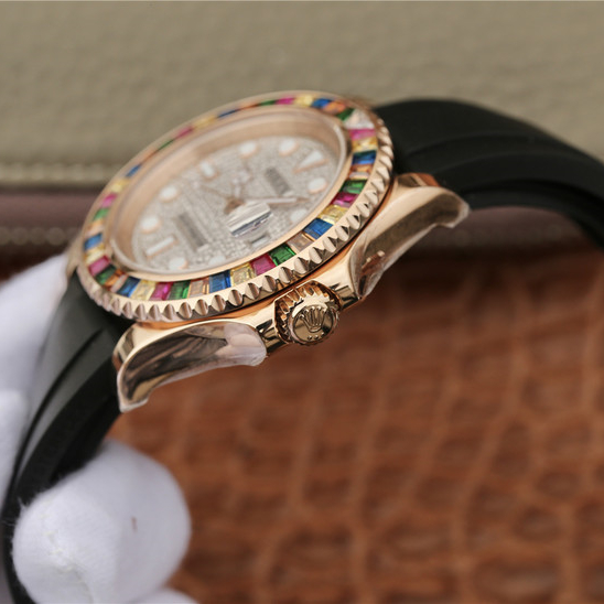 Yacht-Master 1 Golden Diamond Bezel & Dial Rubber Strap 40mm